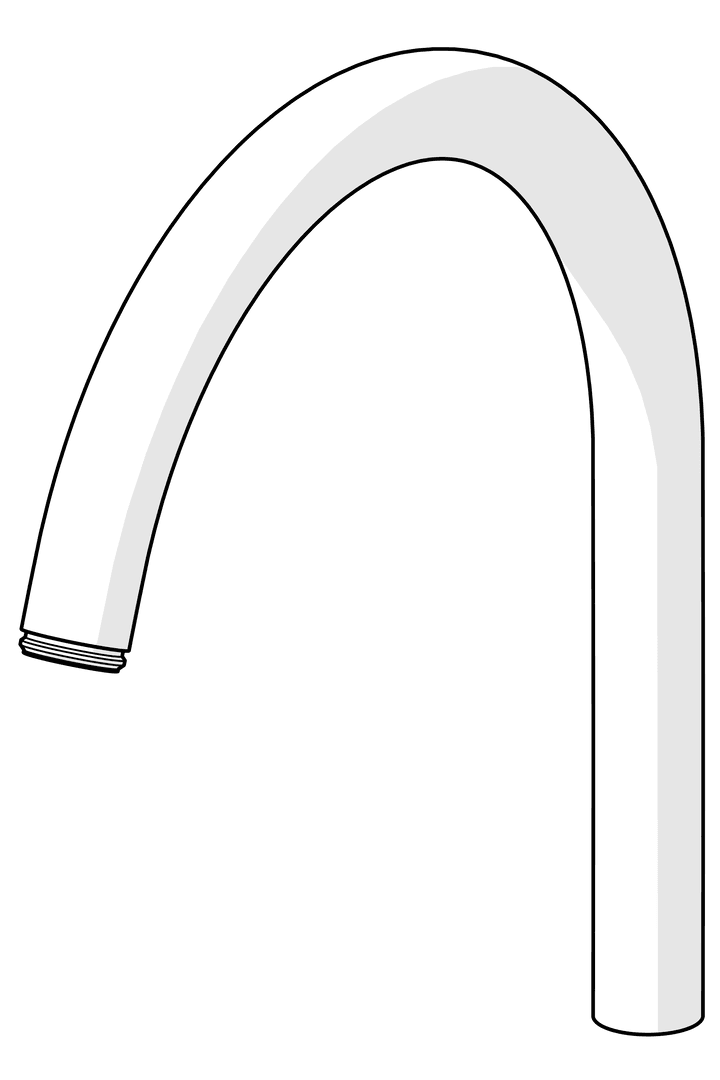 Høy tut, L=208 | 1001058V | Krom