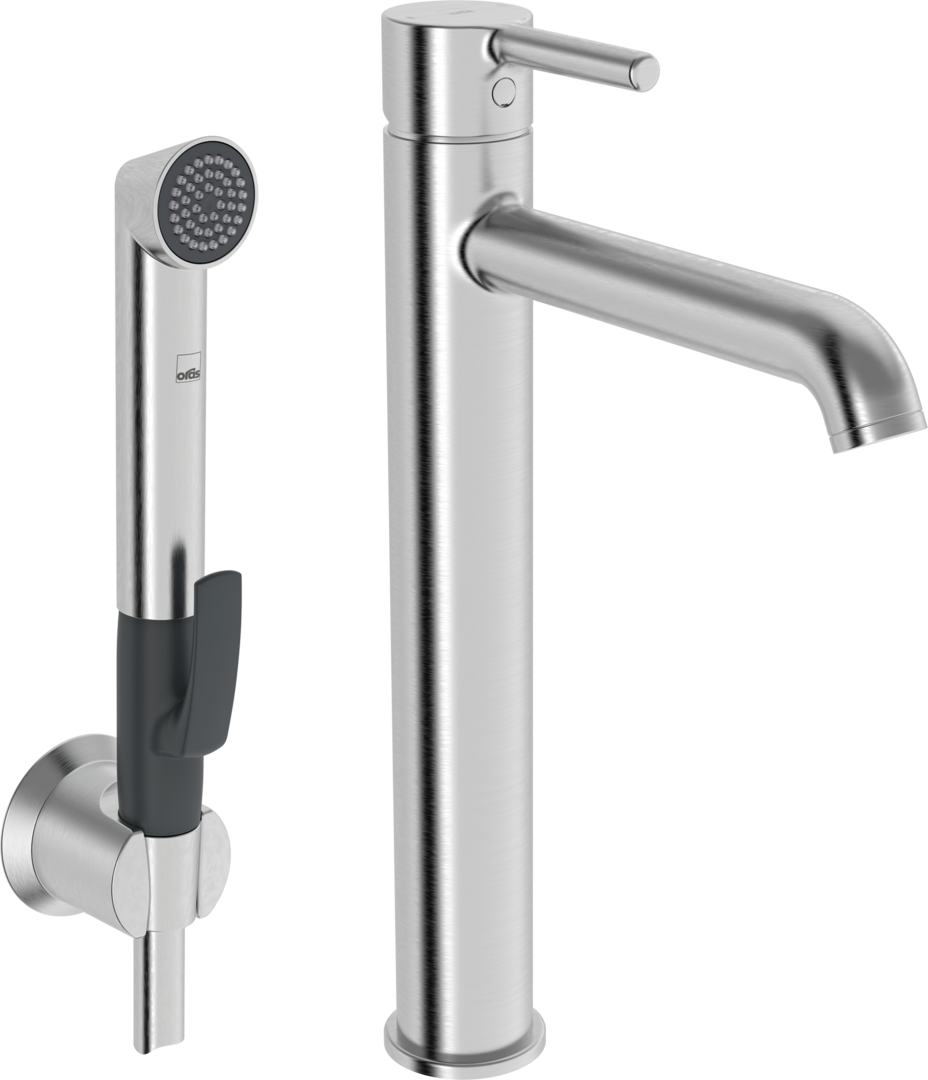 High washbasin faucet, 2602FH-80, #color_Brushed steel